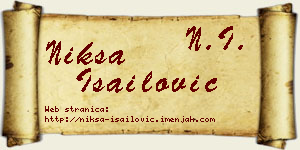 Nikša Isailović vizit kartica